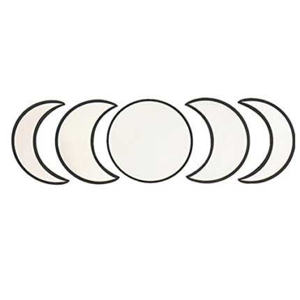 Uposao 5 Pieces Acrylic Moon Phase Wall Mirror Bohemian Home Decoration Art Wall Decoration for Bedroom Living Room Dorm Apartment and Office