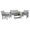 WODMB 4pcs Garden Furniture Outdoor Garden Lounge Set with Cushions Glass Table Garden Patio Rattan Sofa Set (Color : A, Size : One size)