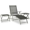TJLSS 3 Piece Garden Lounge Set Textilene and Aluminium Silver Foldable design (Color : A, Size : Taille unique)