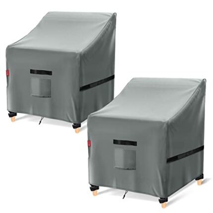 GARPROVM Garden Chair Covers Waterproof，600D Oxford Fabric Garden Furniture Covers, Stackable Outdoor Chairs Covers, Anti-UV, Patio Chair Covers