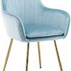 Leisure Dining Chairs Flannel Backrest Metal Legs for Study Living Room Restaurant Hotel (Color : Stlye 6)
