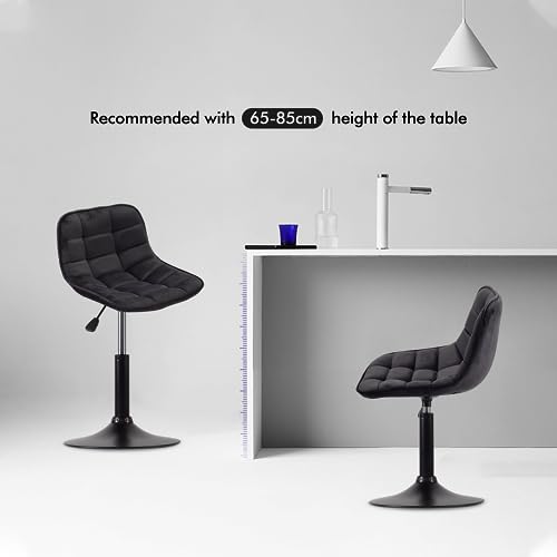 T-THREE.Dresser Stool, Swivel Chair, Barstool Set of 2,Suede, Adjustable Pneumatic Lift for Kitchen, Counter, Home, Dressing Room and Bar(Black)