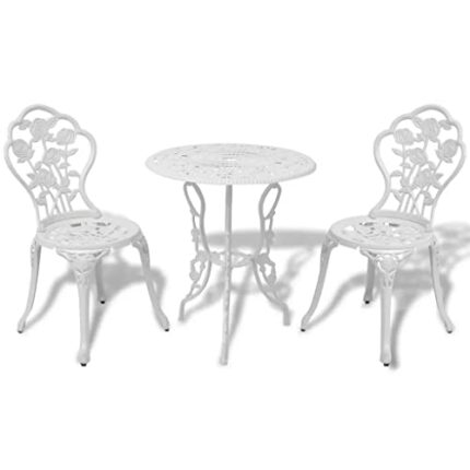 WODMB 3 Piece Garden Patio Bistro Table and Chairs, Cast Aluminum Garden Dining Set for Outdoor Patio Yard Porch Balconyb (Color : C, Size : One