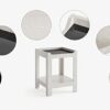 Meerveil Side Table, End Table with Tempered Glass Modern Style for Living Room Bedroom Office, W45 x H60 x D45 cm, Cream White