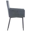 vidaXL 6x Dining Chairs with Armrests Dining Room Home Furniture Dinner Chair Kitchen Chair Armchair Bedroom Restaurant Chair Grey Faux Suede Lea