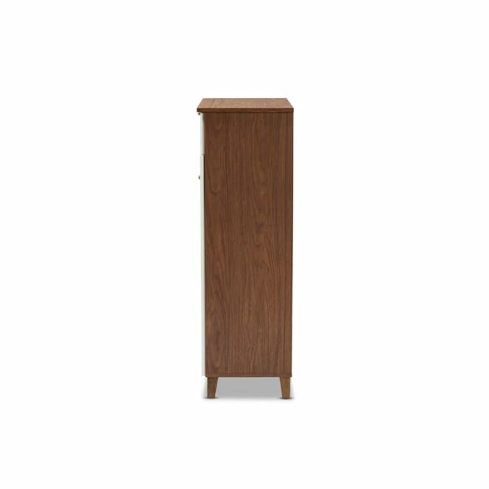JYDQM Walnut Finished 5-Shelf Wood Shoe Storage Cabinet with Drawer Shoe Shelves Furniture