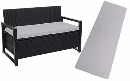 A ATH COLLECTION 100% Waterproof 2 3 4 Seater Indoor & Outdoor Bench Cushion Seat Pads for Lawn & Garden, Patio, Office, Coffee Shop with Removab