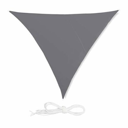 Relaxdays Shade Sail, Triangle, Water-Repellent, UV-Protection with Tethers, Balcony Canopy, 4x4x4m, Grey
