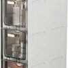 OPSREY Narrow Plastic Floor Bathroom Storage Cabinet Holder Organizer with Wheels, Multi-Purpose Storage Cabinet Unit for Living Room, Bedroom, K