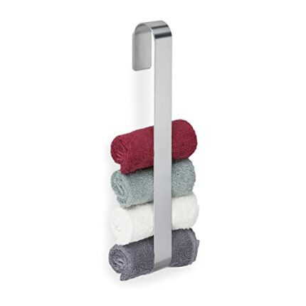Relaxdays Towel Rail, Self-Adhesive, 430 Stainless Steel, Bathroom, Kitchen, Without Drilling, HxWxD: 45x4x6 cm, Silver