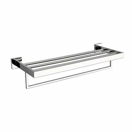 N/A Double Space Stainless Steel Towel Rack, Wall-Mounted Towel Holder Organizer Towel Shelf，Toilet Paper Holder, Towel Hook, for Bathroom Kitche