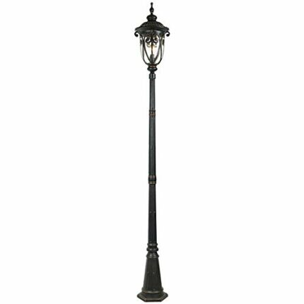 GJCQZQ Exterior Rainproof Post Lights Outdoor in Black Pole with Clear Glass Panels Street Patio Backyard Villa Exterior Street Light Single Head