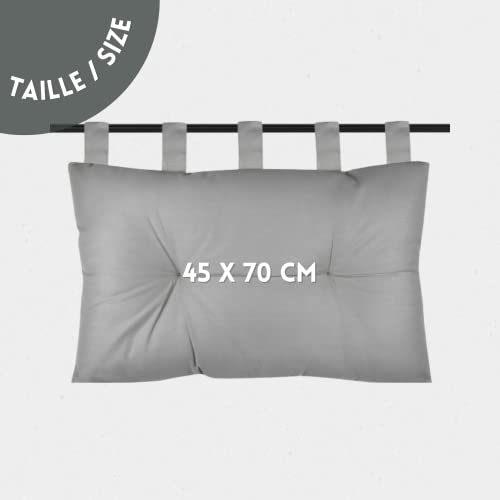 Lovely Casa - Headboard - Size 70 x 45 x 10 cm - 100% cotton - Sage colour - Oxford design - Satin cotton Elegant and soft to the touch - Perfect