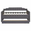 WALNUT Grey Twin Size Upholstered Daybed With Trundle And Three Drawers,for Indoor Living Room, Bedroom Furniture