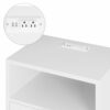 AEPOALUA Nightstand with Charging Station,Small Bedside Table with Drawer,White Night Stand,Bedside Furniture,End Table with Gold Frame,Drawer Dr