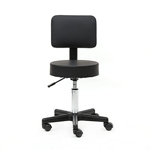 WALNUT Round Shape Plastic Adjustable Salon Stool with Back Bar Stool Lift Stool Swivel Stool Spa Tattoo Massage Salon Furniture