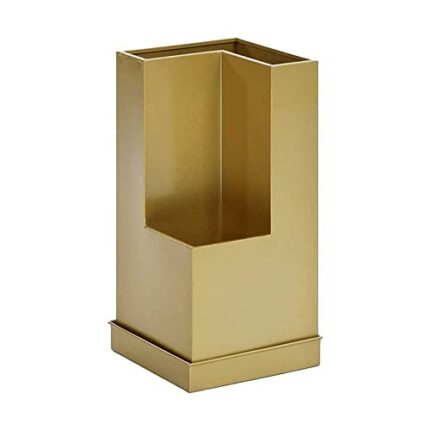 FBITE Umbrella Stands,Vintage Metal Umbrella Holder with Water Tray Square Umbrella Rack for Long or Short Umbrellas Home Decoration