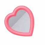 Vosarea Makeup Mirror Heart Shape Wall Desktop Mirror Cosmetic Vanity Mirror for Women Ladies Friends Gift (Pink)