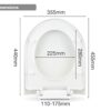 D Shape Toilet Seat Soft Close White D-Shaped 44cm x 35.5cm Adjustable Bottom Fixing Polypropylene