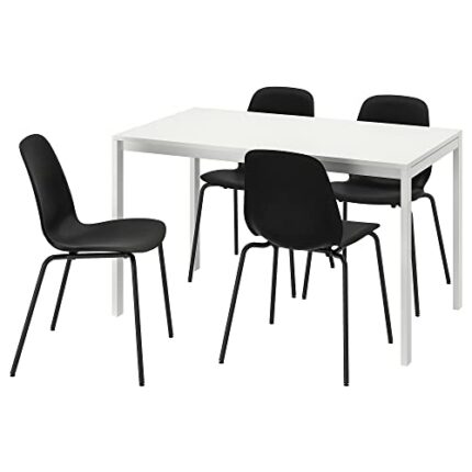 IKEA MELLTORP/LIDÅS table and 4 chairs, 125 cm, white white/black/black