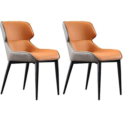 Kitchen Dining Room Furniture Chairs Dining Chairs Set Of 2 PU Leather High Back Padded Soft Seat Living Room Chairs with Black Chairs Legs For D