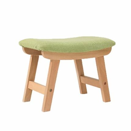 EYHLKM Concave Seat Surface Makeup Dressing Stool Padded Bench with Rubberwood Legs, Easy Assembly, White (Color : Argento)