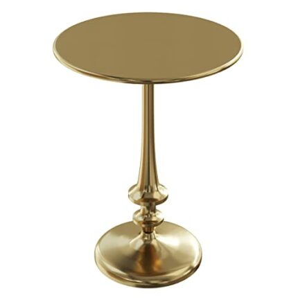Lavish Home Iron Pedestal Side Table, Brass, Cast