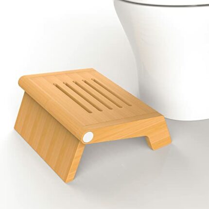 Heuffe Toilet Stool, Foldable Poop Stool Squat Adult for Bathroom, Wood Pooping Stool Folding, Squatting Bathroom Potty Stool with Anti-Slip Stri