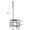YOUDENOVA Small Coat Rack with Bench, Entryway Bench with Coat Rack, Multifunctional Coat Tree for Living Room, Bedroom, Black