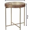 IFJA round table, golden metal coffee table with removable top tray and used as bedside table, easy assemble side table for snack, home décor & c