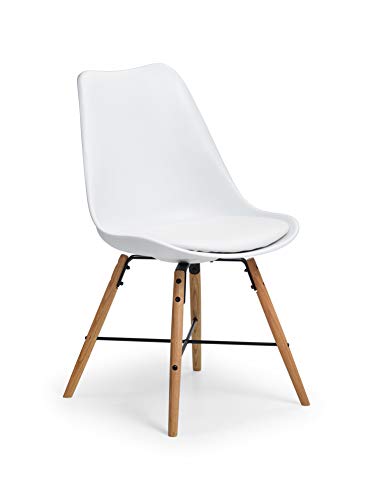 Julian Bowen Kari Set of 2 Dining Chairs, White/Oak, Height: 83, Width: 48, Depth: 54cm