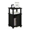 Furinno 3-Tier End, Side Table, Nightstand with Door, Engineered Wood, Espresso/Black, 1-Pack