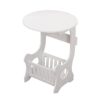 Hemore Small Side Table, 18inch PVC Wood Round 2 Tier Nightstand with Storage Shelf, Small Bedside Table, Sofa End Table for Bedroom Living Room