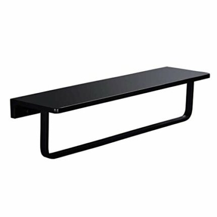 N/A Towel Rack - Black Towel Rack, Bathroom Shower Room Bath Shelf, Aluminum Towel Rack, Size 37x10x8 Cm