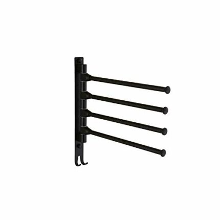 RSOCHS Black Space Aluminum Bathroom Towel Rack, Rotating Rod Household Towel Rack, Household Towel Finishing Rack