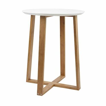 Aspect Avery Coffee/Side Table, Wooden Top, Legs (White/Bamboo, 40 Dia x 50cm)