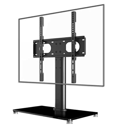 Suptek Universal TV Stands, Table Top TV Stand, Pedestal TV Stand for Most 17"-55" Screens, Height Adjustable TV Base Stand with Tempered Glass B