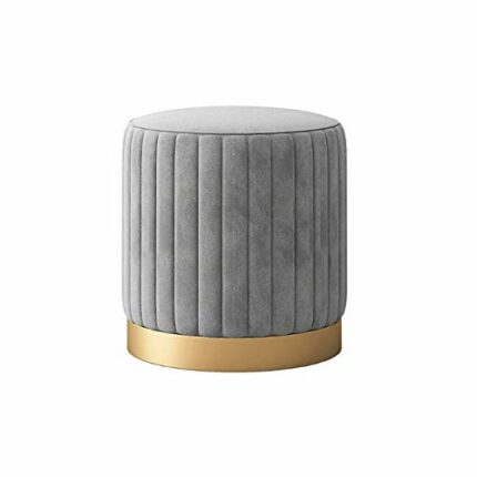 LUKEO Grey Sofa Stool, Creative Small Round Stool Minimalist Household Shoe Stool Bedroom Living Room Coffee Table Sofa Stool