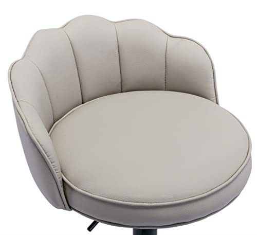 Leather Bar Stools Set of 2 Counter Height Swivel Barstools Upholstered Adjustable Kitchen Island Bar Chairs Black Metal Footrest and Base for Ba