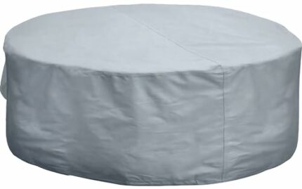 Kingsbridge Garden Furniture Cover Large Round (220cm) Waterproof Anti UV Heavy Duty 600D Fabric Double Stitching Breathable Patio Table Cover (2