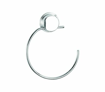 Croydex Rust Free Stick 'N' Lock Plus Towel Ring, Stainless_Steel, Silver