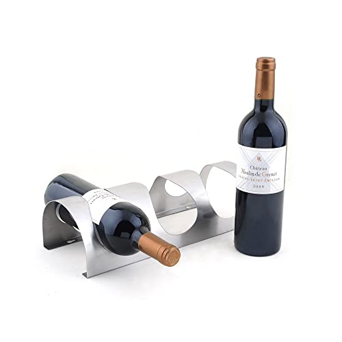 Cokritsm Wall Wine Rack, Stainless Steel Wine Rack Wall Mounted, 3 Bottles Wall-Mounted Wine Racks Wine Holder Wall Mounted, Liquor Bottle Displa