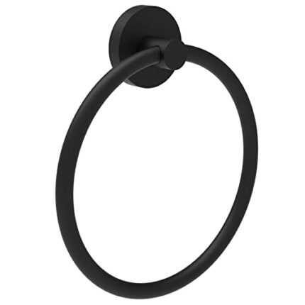 Agua Accessories Black Towel Holder Wall Mounted for Bathroom & Kitchen, Round Towel Ring for Bathroom Wall, Hand Towel Holder Modern Style 12 Ye