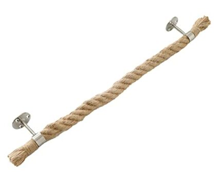 Chunky Rope Towel Holder, Towel Rail Shabby Chic Style Jute Nautical Industrial Style Weave, Vintage Style Bathroom Towel Holder Screw In Wall Mo