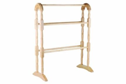 apollo THE HOUSEWARES BRAND Freestanding Towel Rail, Rack, Bathroom, High Quality Hevea Wood, Size 63x78x30cm, NATURAL