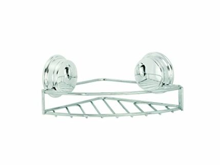 Croydex Rust Free Stick 'N' Lock Plus Corner Soap Basket, Stainless_Steel, Silver