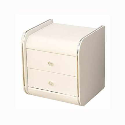 SDFGH Simple and Bedroom White Double Drawer Bedside Table, Soft Packaging Mini Cupboard Bedside Table