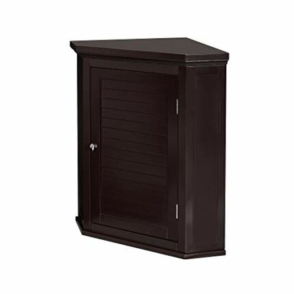 VERSANORA Teamson Home Wooden Cupboard Wall Mounted Bathroom Corner Storage Unit, MDF, Brown, 57.15 x 38.1 x 60.96 cm
