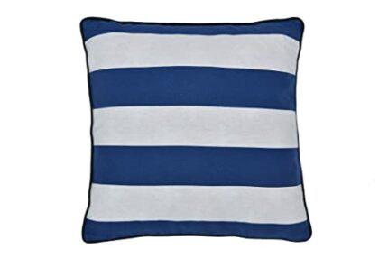 Sleepdown Outdoor Nautical Stripe Showerproof Decorative Square Filled Cushion 18x18 - Water Resistant 100% Cotton Cushion Garden Furniture Outsi