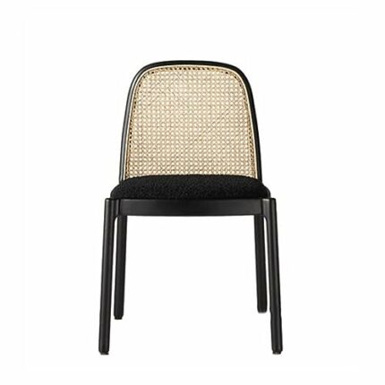 JJZXD Rattan Dining Chairs Designer Solid Wood Restaurant Chair Minimalist Backrest Single Chair Dining Room Furniture